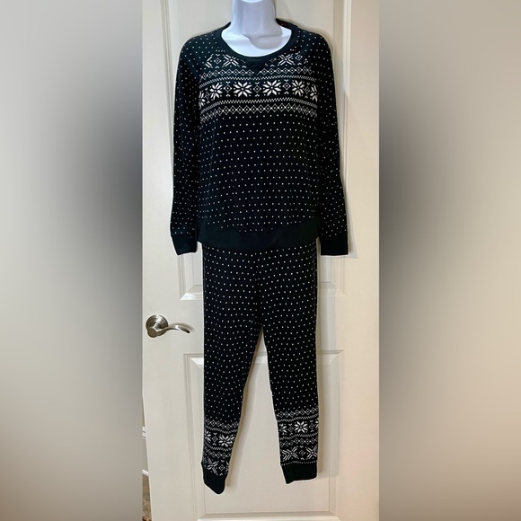 Cuddl Duds Black and White Nordic Design Pajama Loungewear Set Size Small - Picture 1 of 10